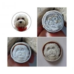 Dog carved on natural seashell cameo