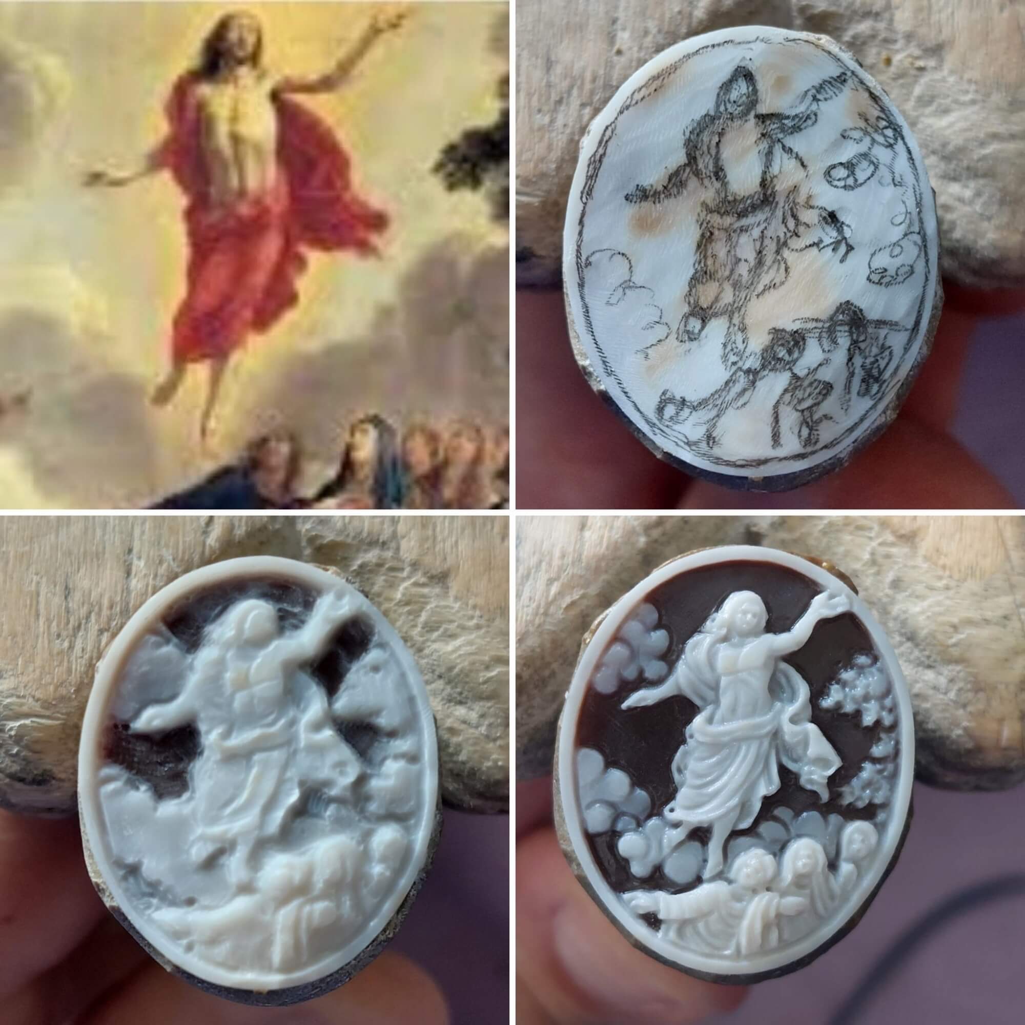 Risen Christ on natural seashell 