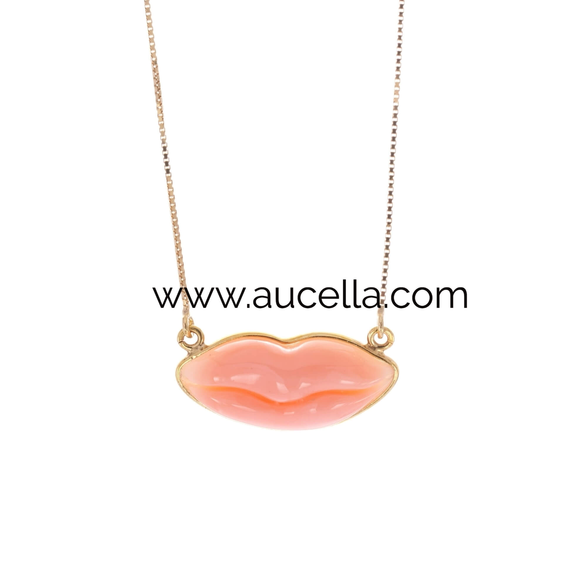 Silver Pink Coral Kiss Necklaces