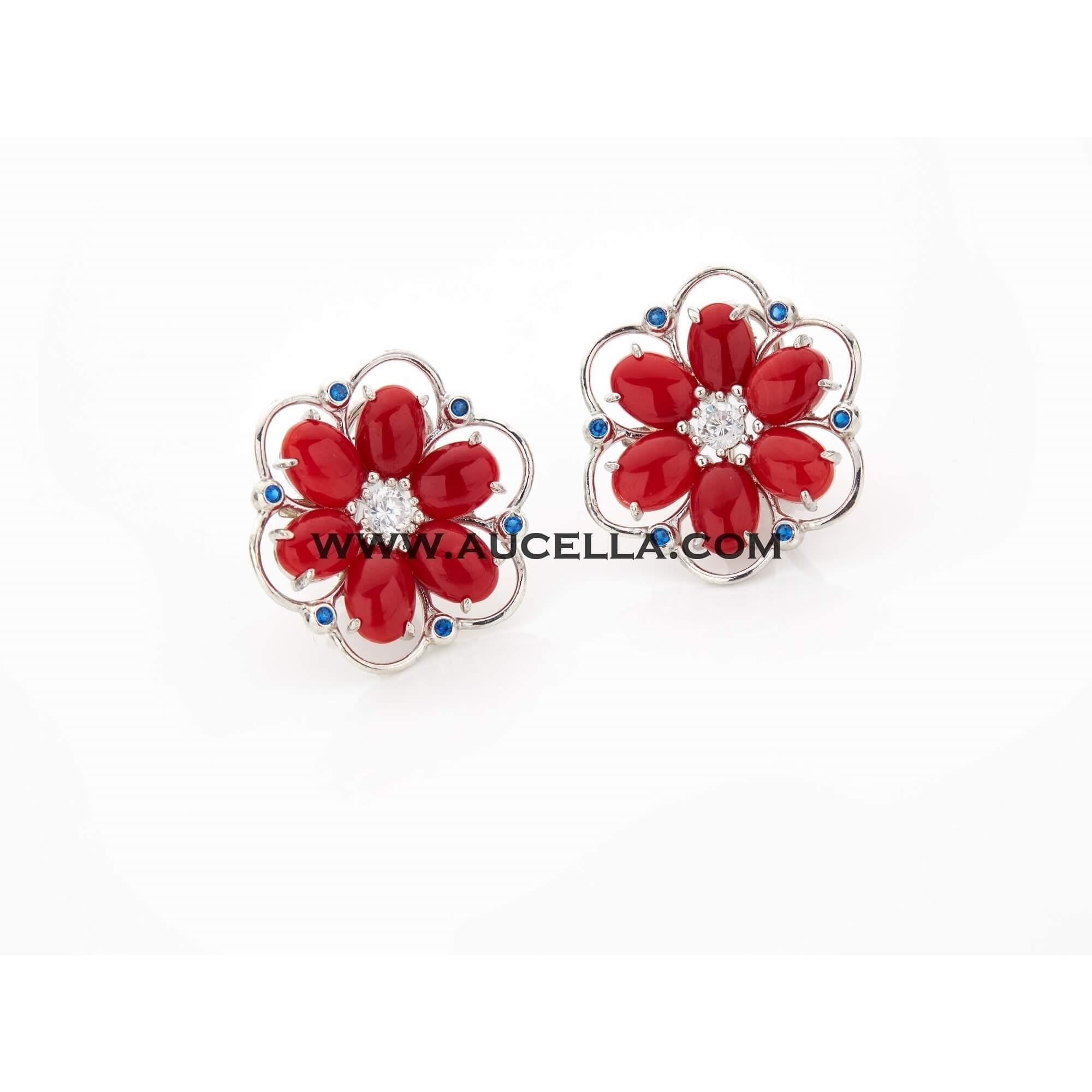 Silver earrings flower model 