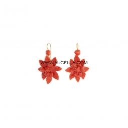 Earrings set in silver with coral 