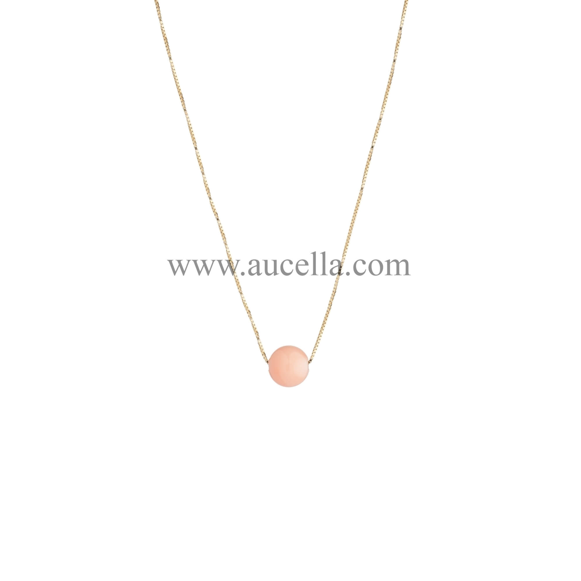 Necklace set in gold pink coral 6 mm 